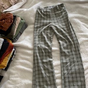 Green/white plaid pants